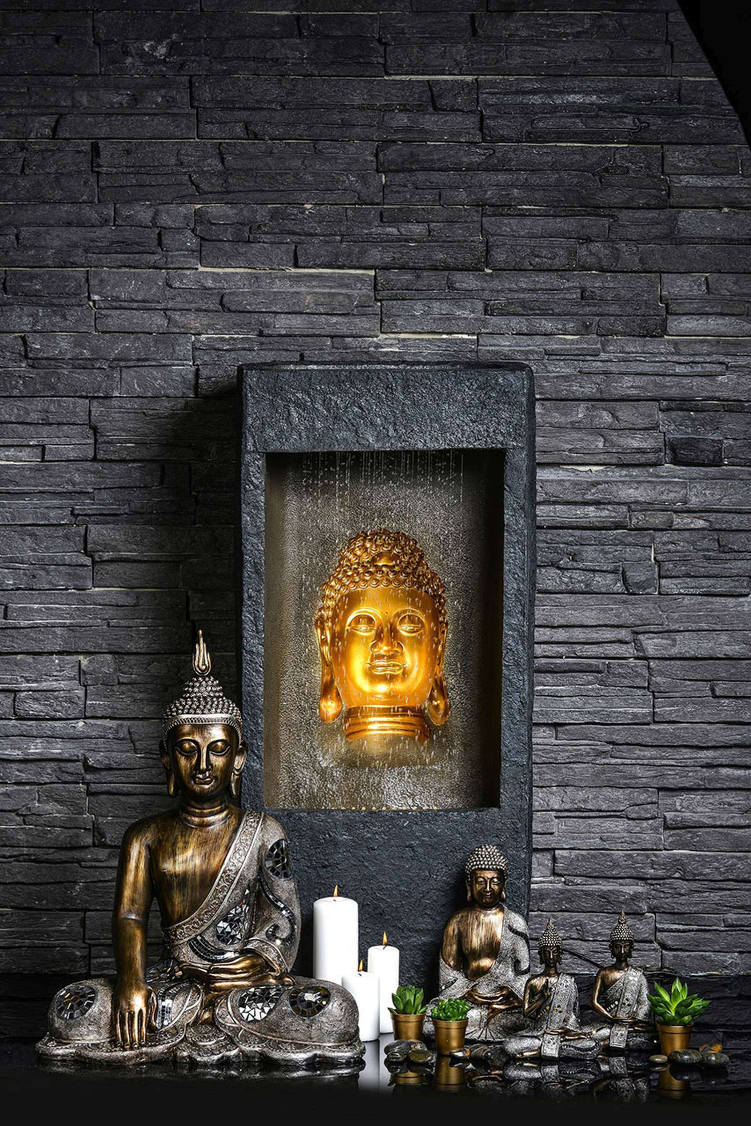 gefertigt, 20,5 aus – Anada im Pajoma Figur Mituso cm Kunstharz Store H 2er Set, Buddha